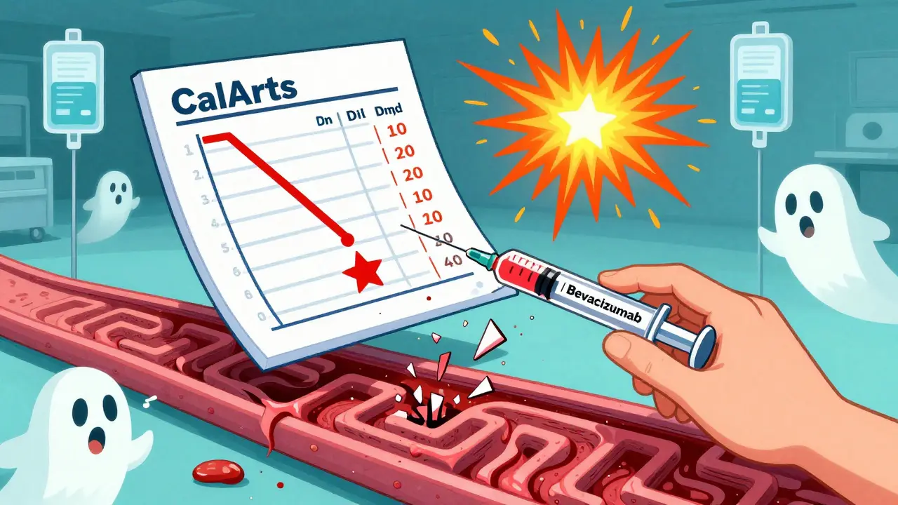 A floating medical chart with exploding lab values and a hand stopping a dangerous syringe in a surreal hospital scene.