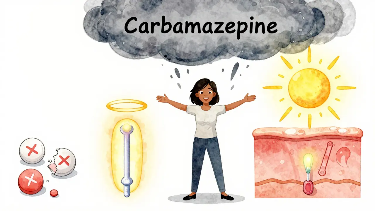 Three birth control methods compared: broken pill vs. glowing IUD and implant under safe sunlight.