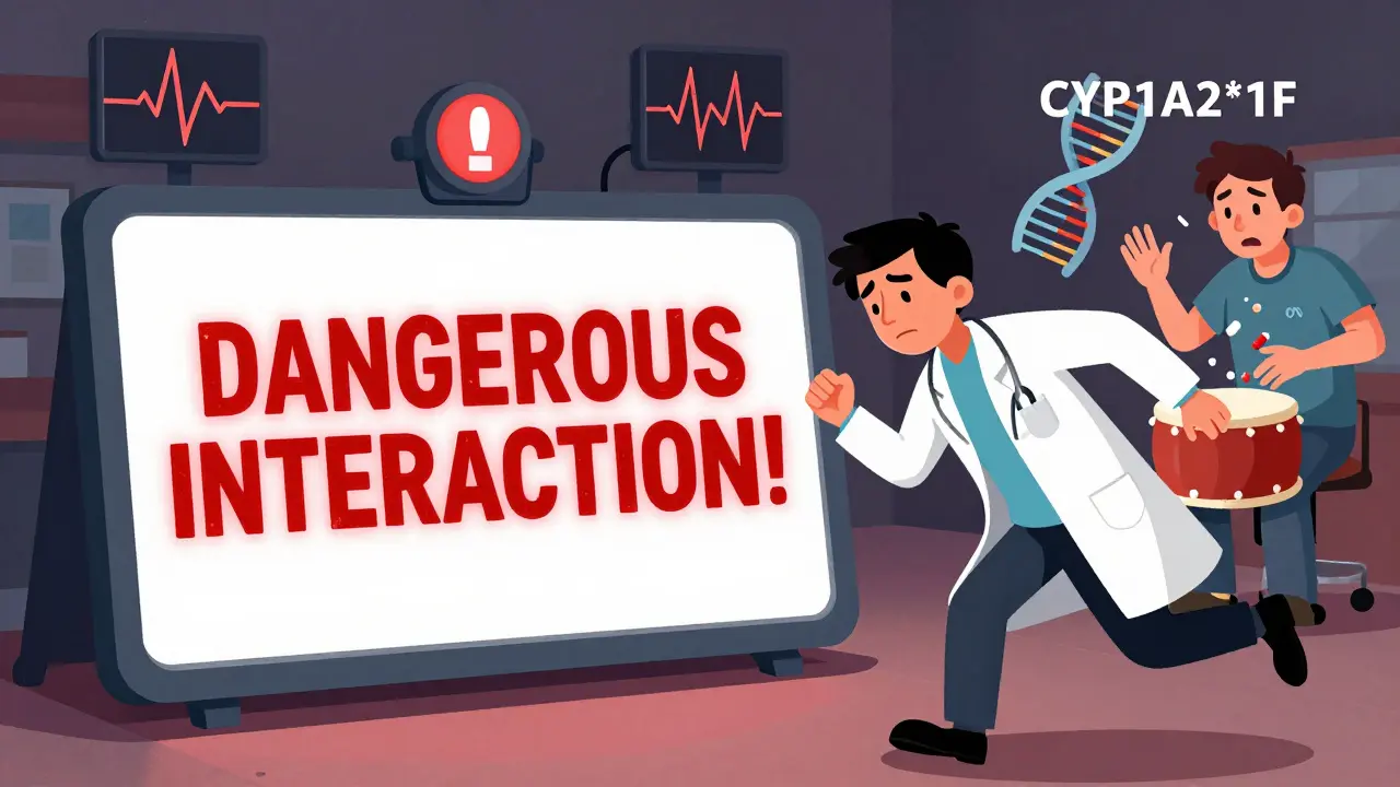 A hospital alert is ignored while a patient shows signs of theophylline toxicity.